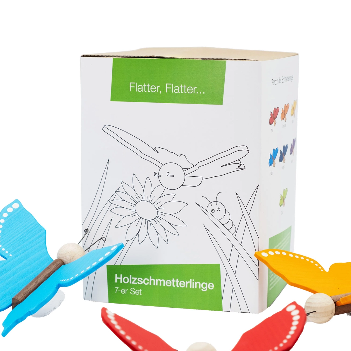 Papillons en bois avec ventouse lot de 7